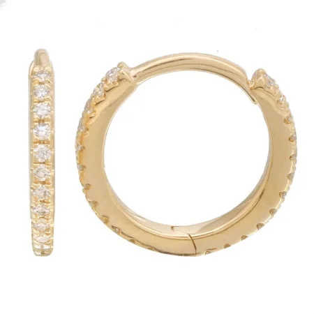 women's resin hoop earrings -Medium Diamond Huggies