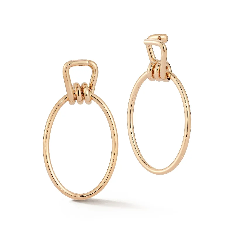 women's oval gemstone earrings -HUXLEY 18K ELONGATED COIL LINK EARRINGS