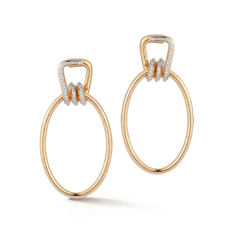 trendy open hoop earrings for women -HUXLEY 18K AND DIAMOND COIL LINK EARRINGS