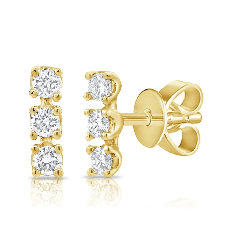 women's mixed-metal earrings -Joelle Diamond Bar Stud Earrings 1/10 ct. t.w. 14K Gold