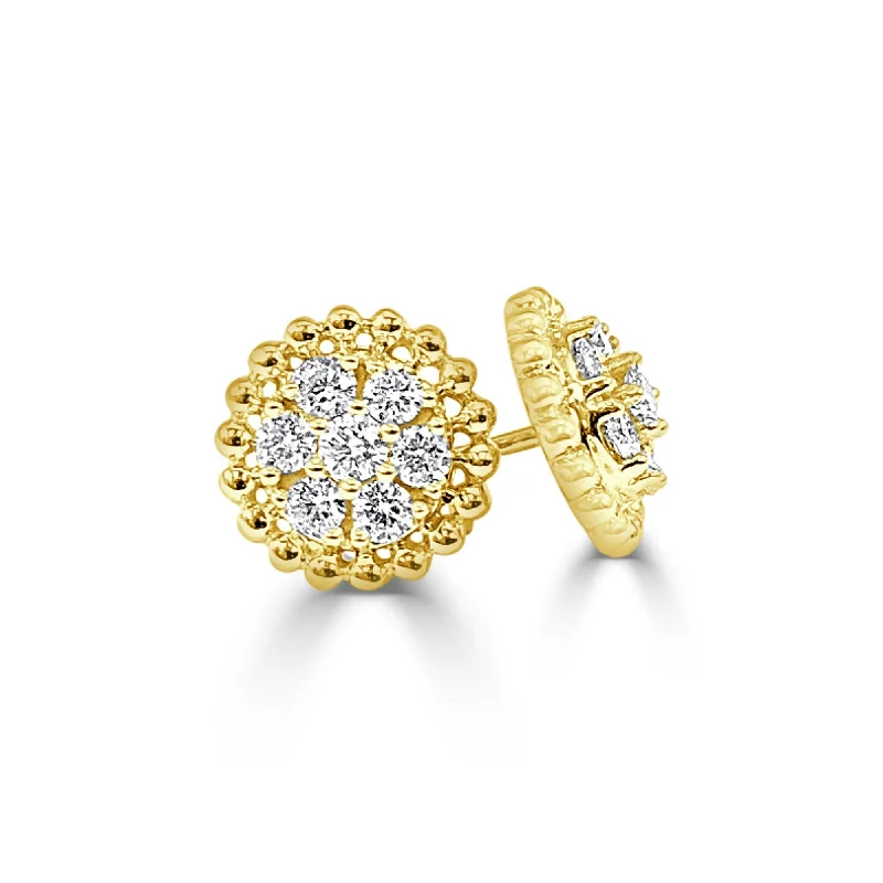 women's geometric drop earrings -Joelle Diamond Cluster Stud Earrings 14K Yellow Gold 3/8 CT TDW