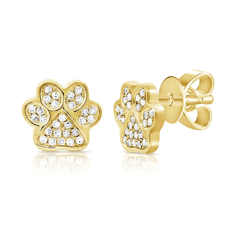 stylish shell earrings for women -Joelle Diamond Dog Paw Studs Earrings 14K Gold 1/8ct TDW