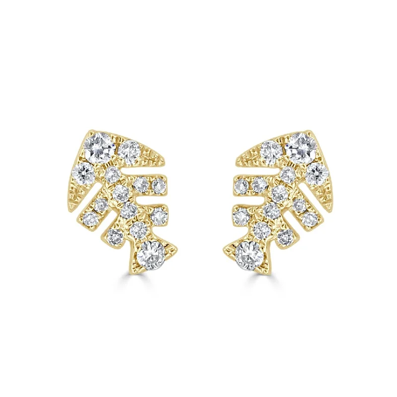 women's black and gold earrings -Joelle Diamond Fish Bone Studs Earrings 18k Yellow Gold 1/10 ct TDW