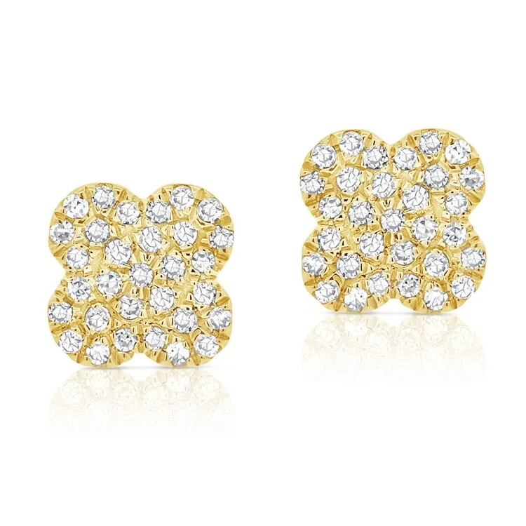 women's floral resin earrings -Joelle Diamond Flower Cluster Studs Earrings 14K Gold 1/5 ct. t.w.