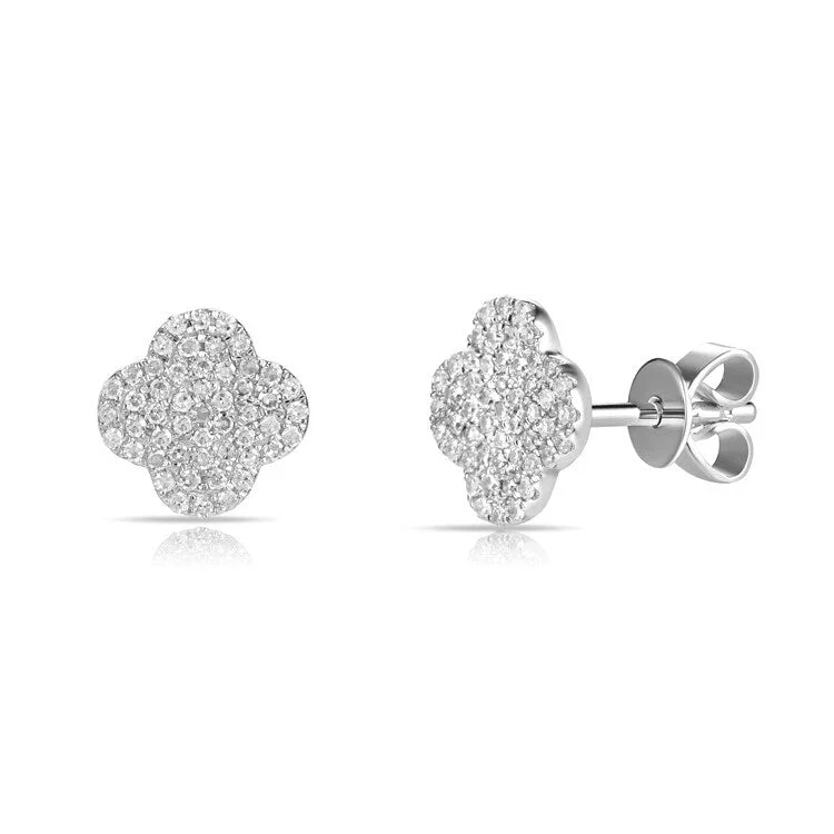 women's minimalist stud earrings -Joelle Diamond Flower Cluster Studs Earrings 14K White Gold 1/3 ct