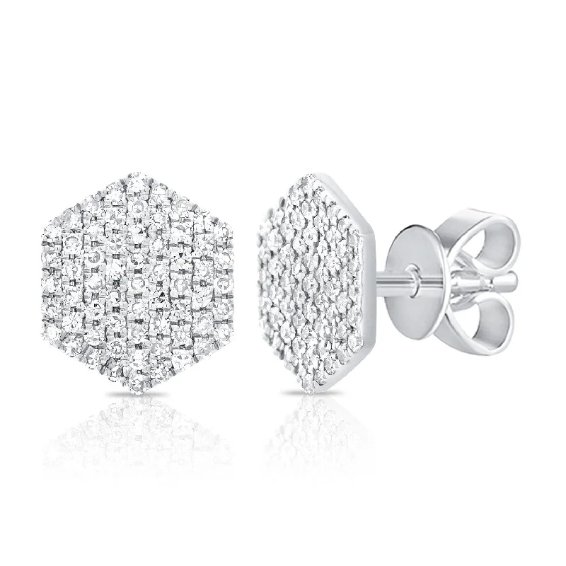 trendy snake-shaped earrings for women -Joelle Diamond Pave Hexagon Studs Earring 14K Gold 1/4ct TDW