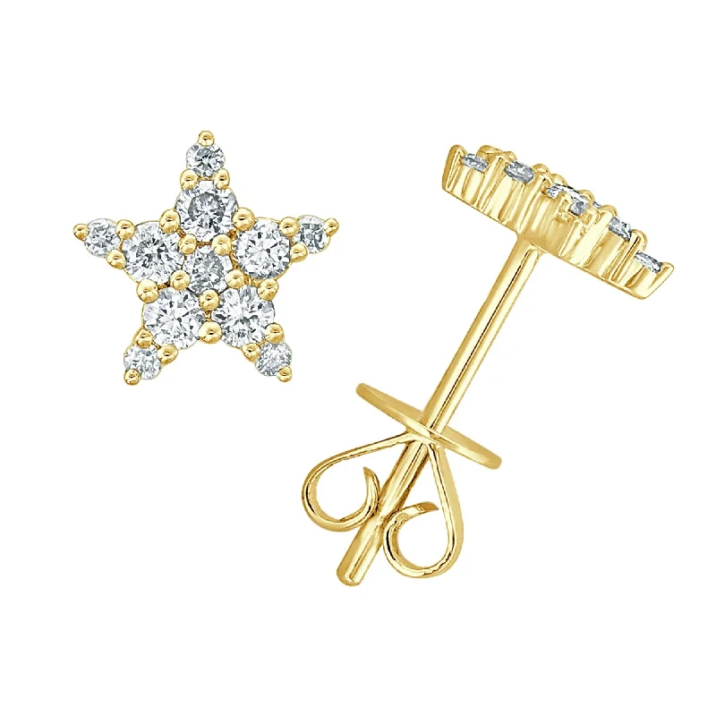 women's minimalist gold studs -Joelle Diamond Star Studs Earrings 14K Gold 1/3ct TDW - s Diamond Earrings