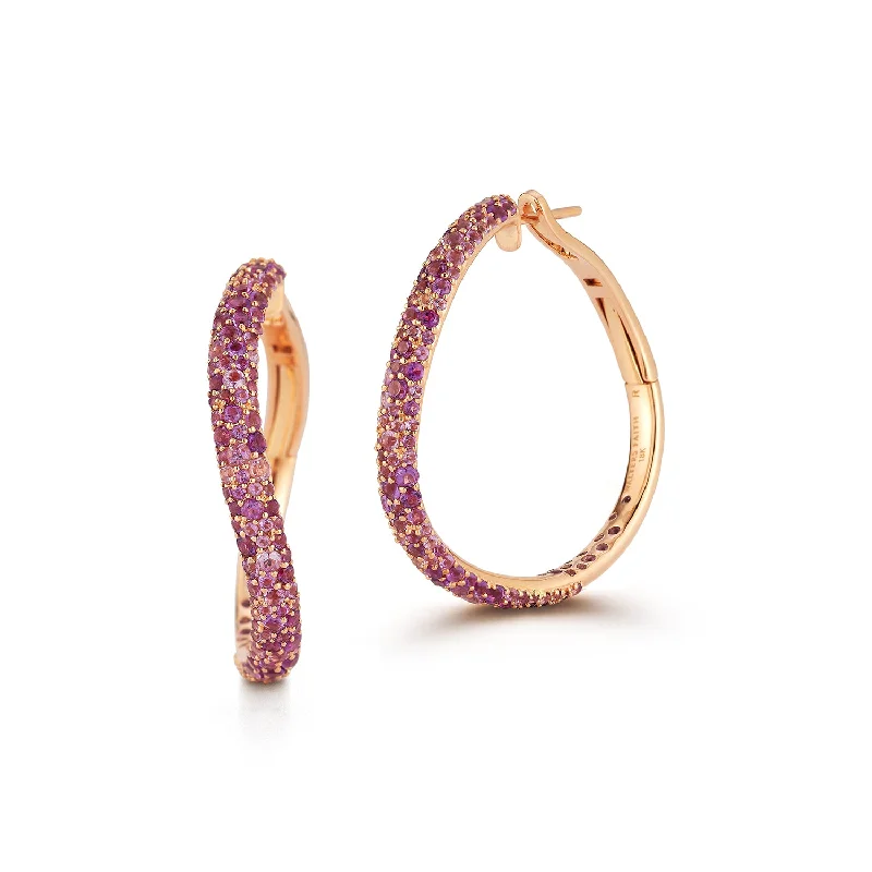 women's angel wing earrings -JULIAN 18K GOLD AND AMETHYST CURVED HOOP EARRINGS