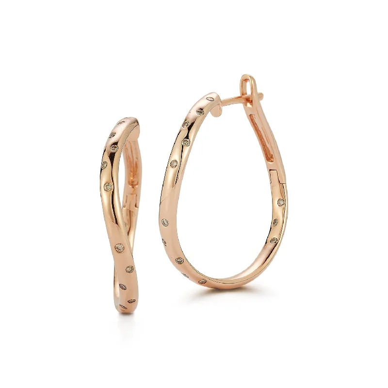 women's celestial sun and moon earrings -JULIAN 18K GOLD AND CHAMPAGNE DIAMONDS CURVED HOOP EARRINGS