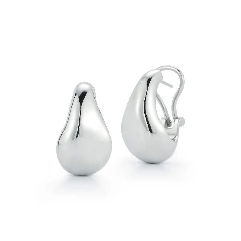 women's curved threader earrings -JULIAN STERLING SILVER WIDE WAVE HOOP EARRINGS