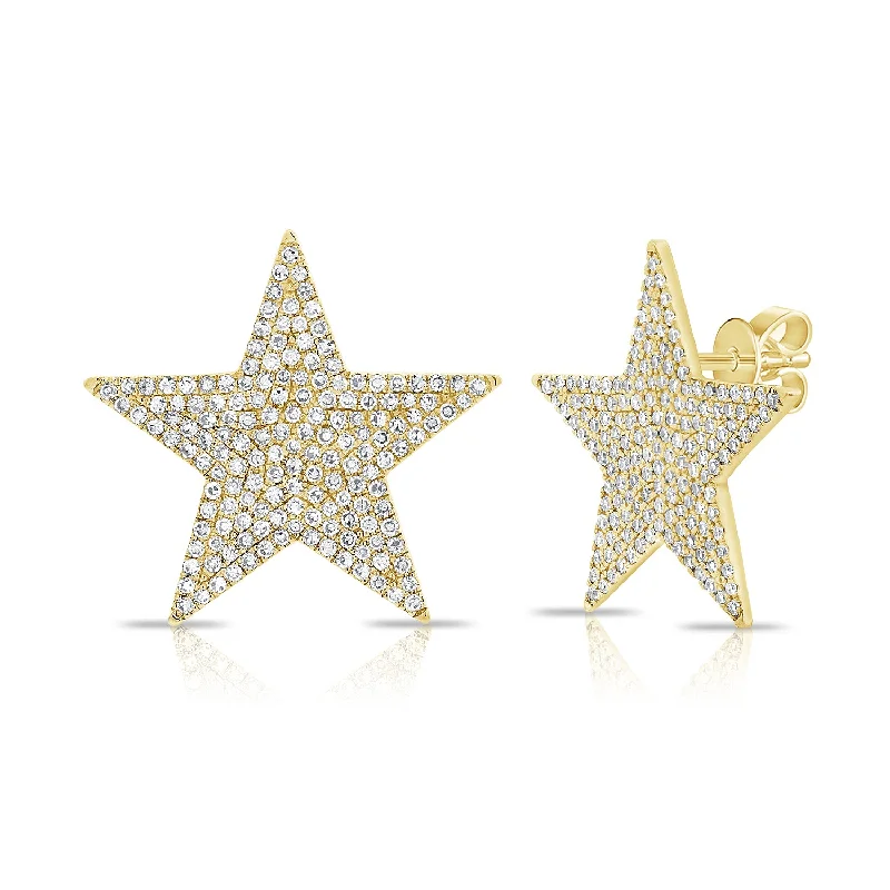 women's celestial sun and moon earrings -Jumbo Diamond Star Stud Earrings