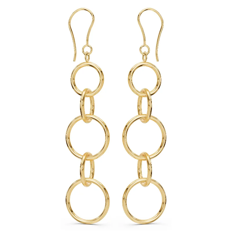 stylish faceted glass earrings for women -Large Gold Round Drop Earrings