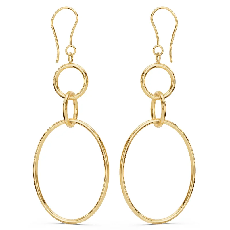 ladies' marbled resin earrings -Large Gold Round & Oval Drop Earrings