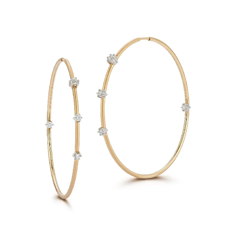 women's pave hoop earrings -Large Plié Two-Tone Penelope Hoops