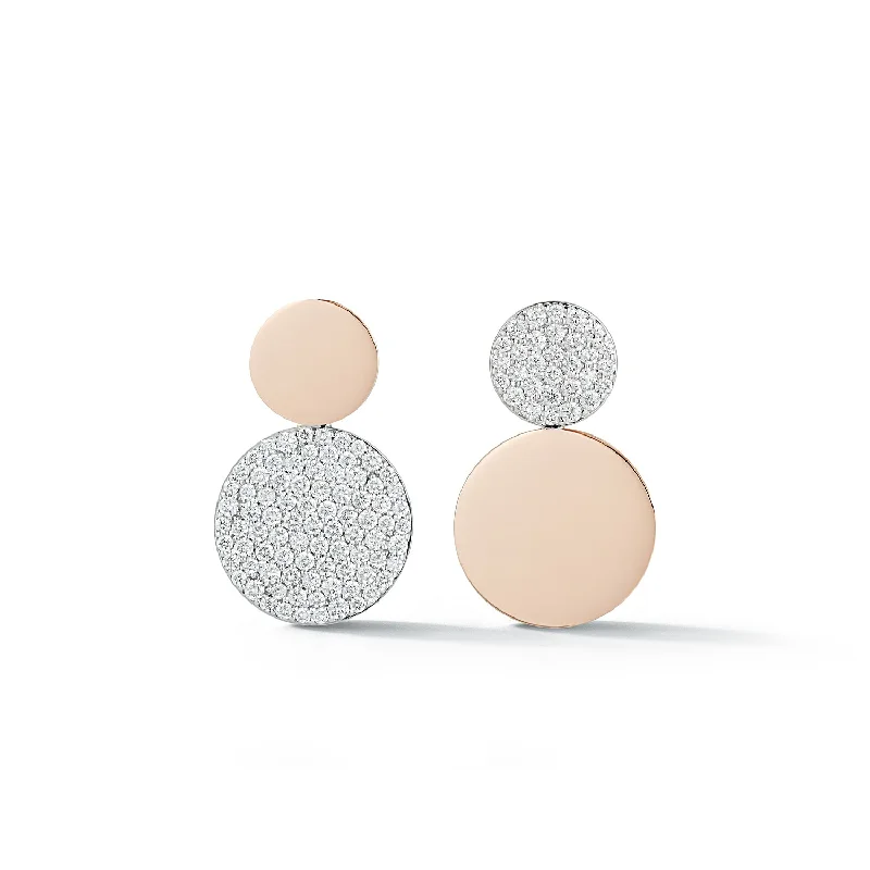 women's druzy stone earrings -LYTTON 18K MIX MATCHED DIAMOND DISC EARRINGS