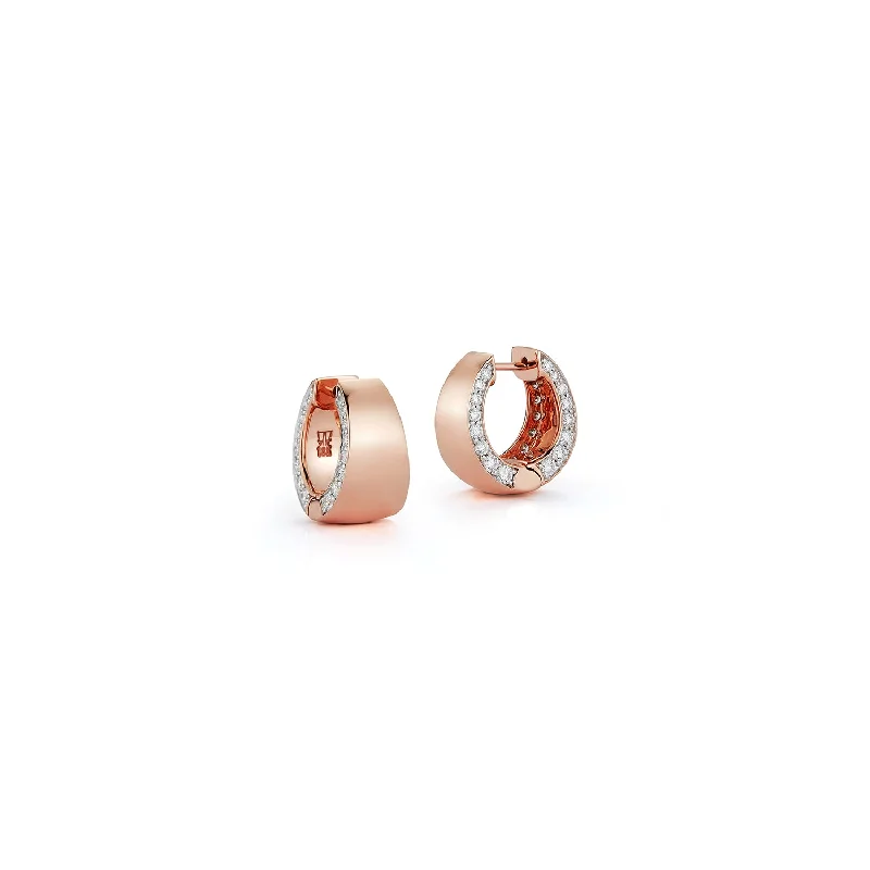 trendy snake-shaped earrings for women -LYTTON 18K HOOP WITH DIAMOND EDGE EARRING