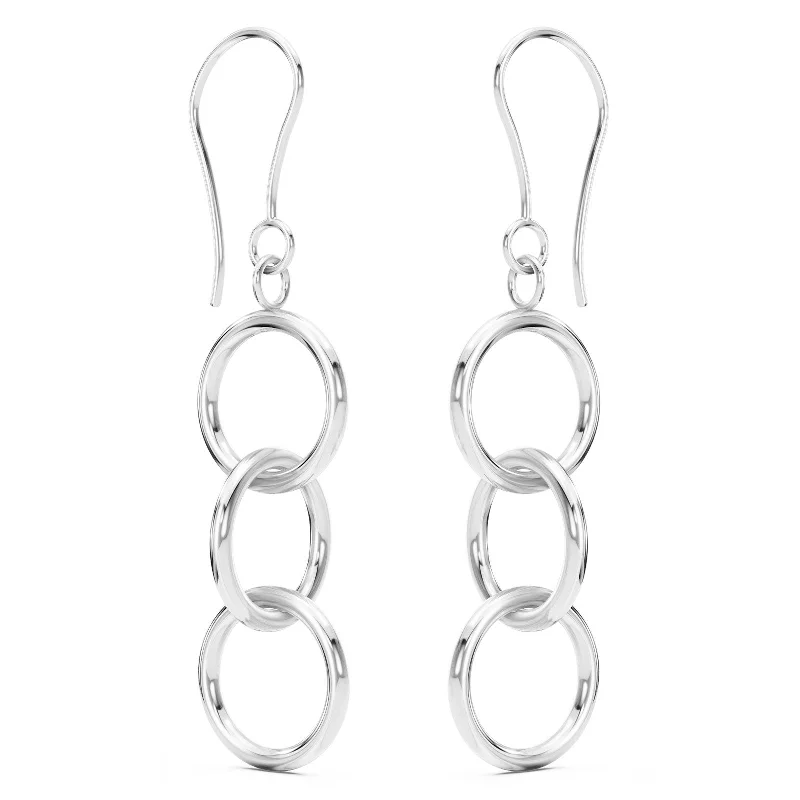 women's tribal-inspired earrings -Medium Silver Round Drop Earrings