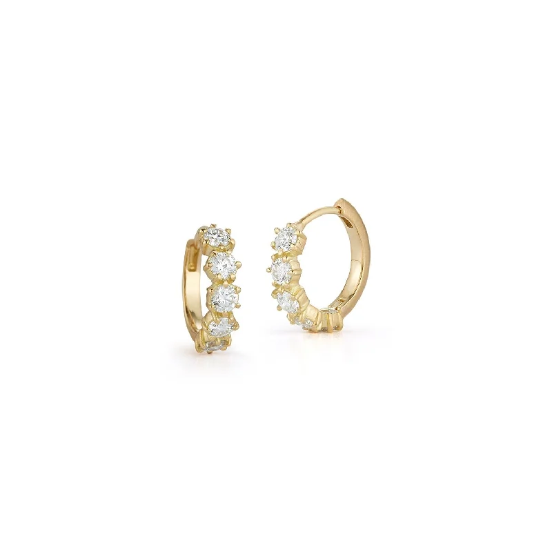 women's diamond halo earrings -Catherine Huggies