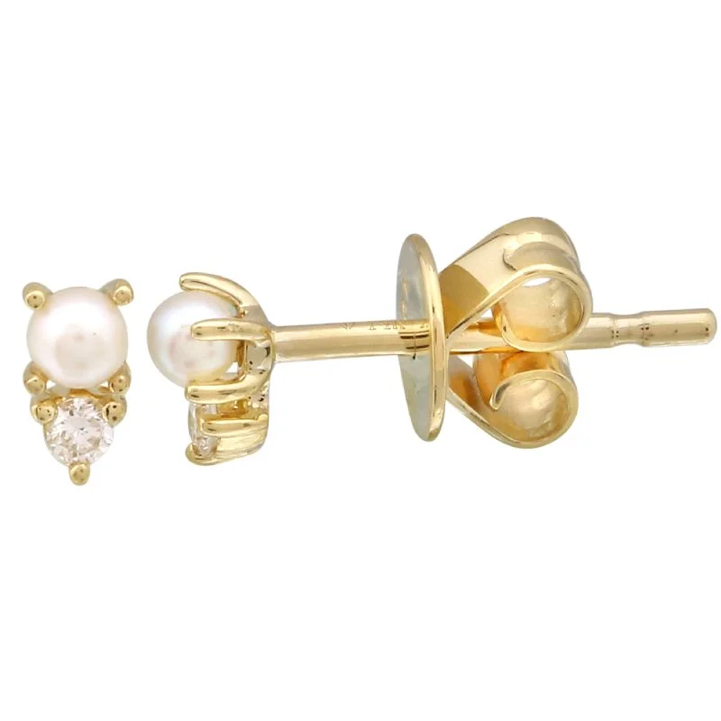 stylish mother-of-pearl earrings for women -Mini Diamond & Pearl Stud