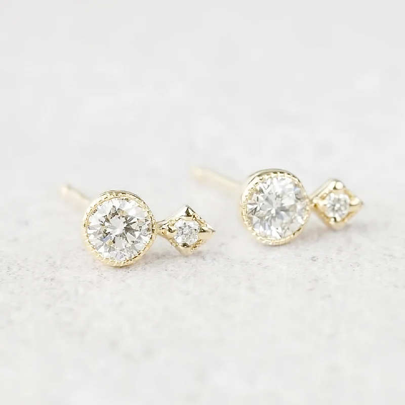 stylish dainty chain earrings for women -Moon & Star Studs -Diamond