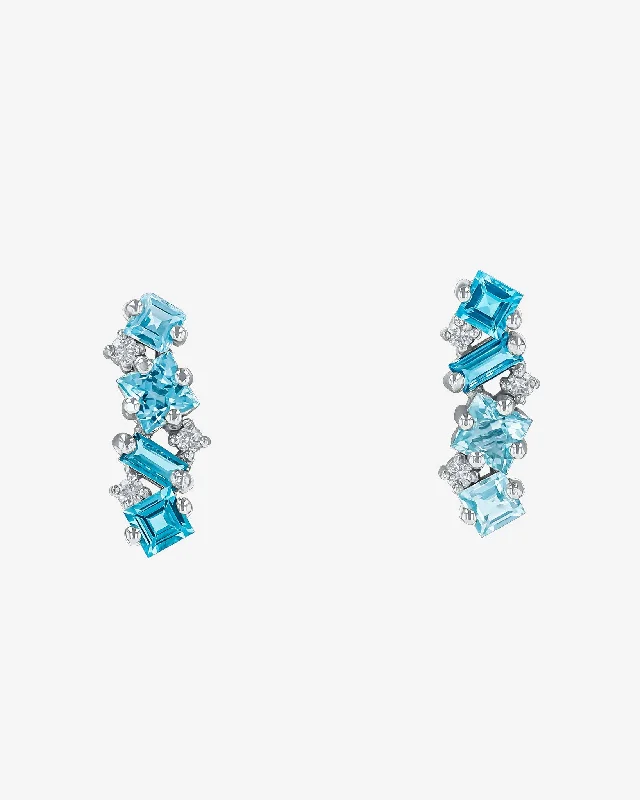 women's pastel-colored resin earrings -Nadima Light Blue Mix Bar Studs