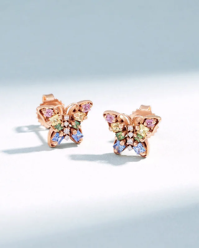 stylish shell earrings for women -Princess Pastel Sapphire Mini Butterfly Studs