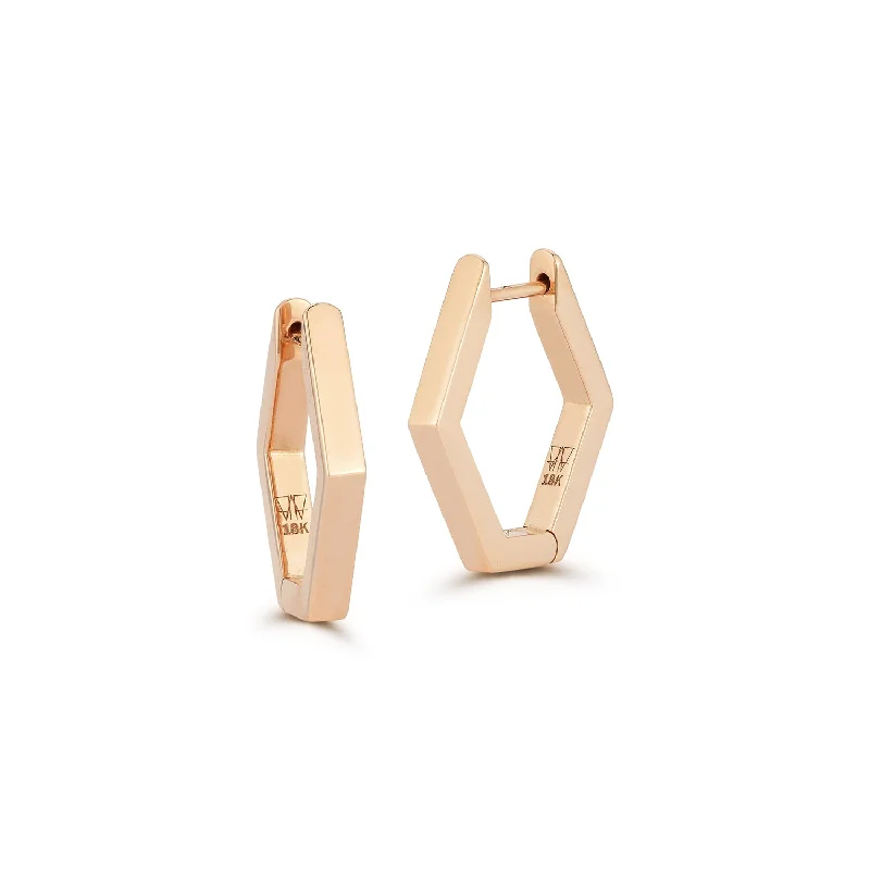 women's gold-plated drop earrings -QUENTIN 18K HEXAGON HOOP EARRINGS