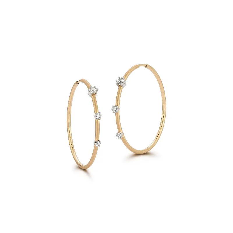 women's cubic zirconia stud set -Small Plié Two-Tone Penelope Hoops