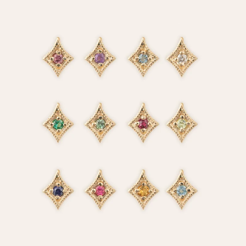 trendy huggie earrings for women -Star 1.5mm Birthstone Stud Earrings