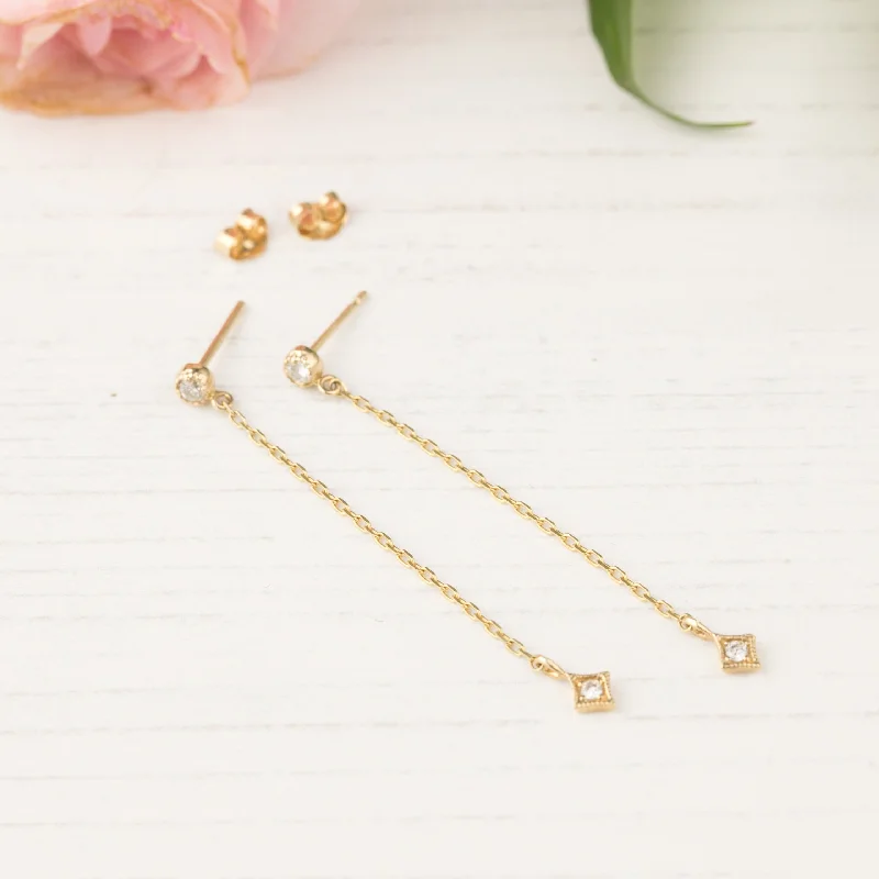 women's gold-plated drop earrings -Dahlia & Star Drop Earrings