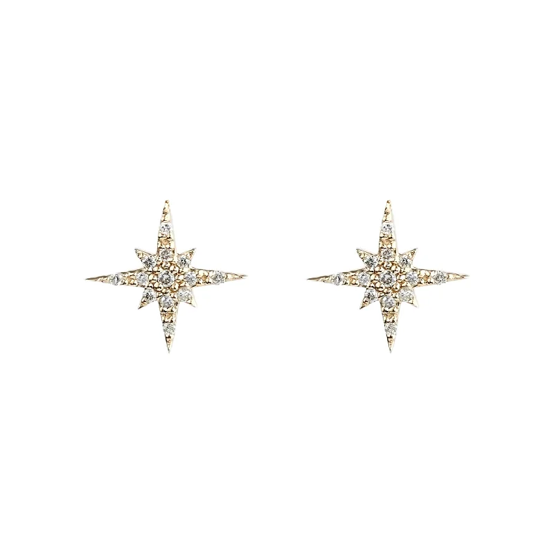 stylish zodiac sign earrings for women -Starburst Diamond Studs