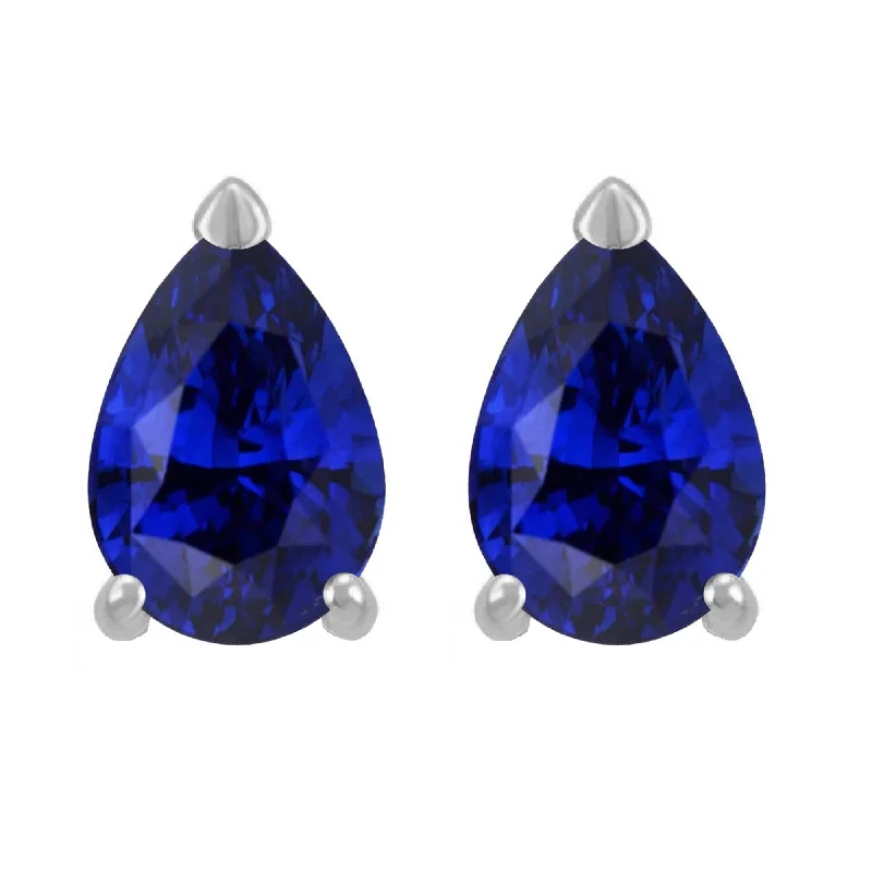 women's ear jackets with crystals -Sterling Silver with Blue Sapphire Stud Earring