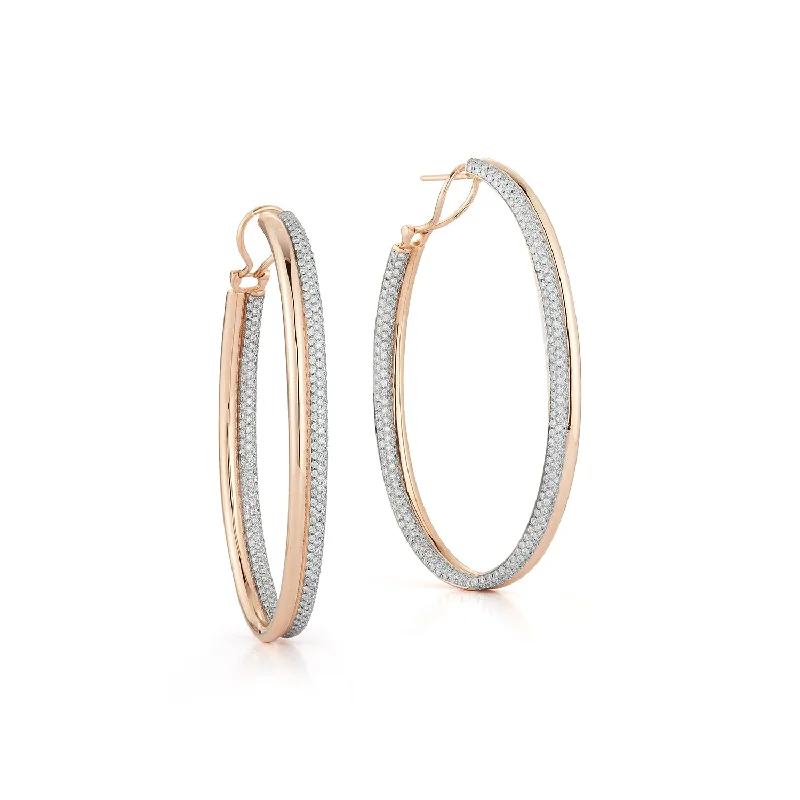 trendy snake-shaped earrings for women -THOBY 18K AND DIAMOND TUBULAR HOOP