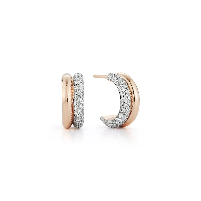 women's enamel hoop earrings -THOBY 18K AND DIAMOND TUBULAR HUGGIE