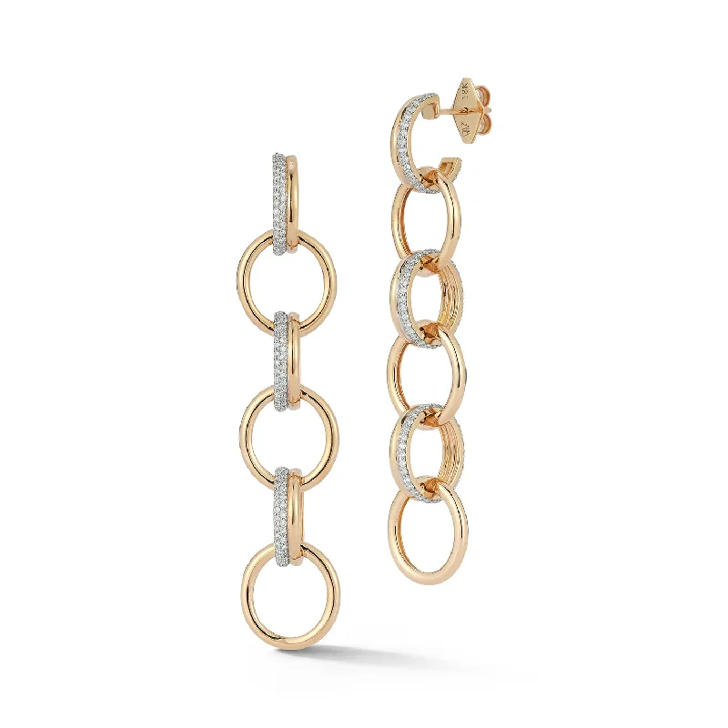 women's art deco-style earrings -THOBY 18K AND DIAMOND 6 LINK DROP EARRINGS