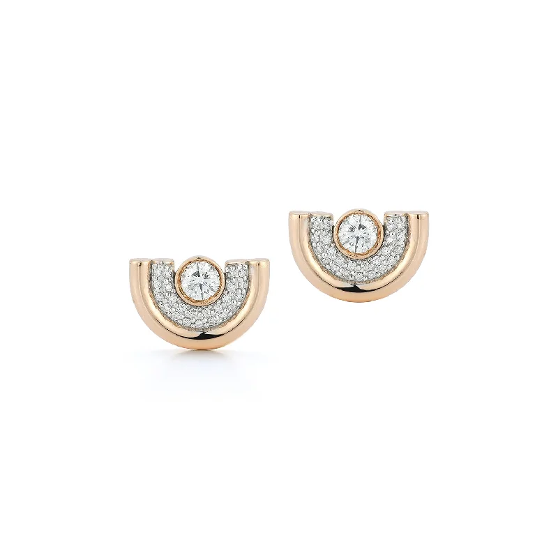 women's crescent moon earrings -THOBY 18K GOLD AND DIAMOND TUBULAR STUD EARRINGS