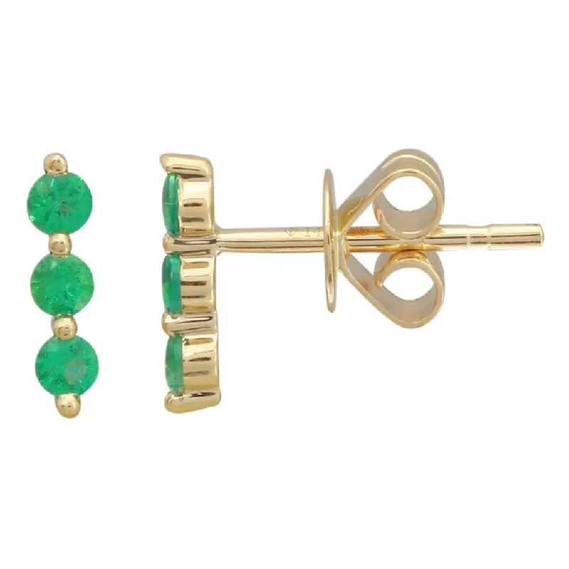 women's asymmetrical earrings -Trio Gemstone Bar Studs