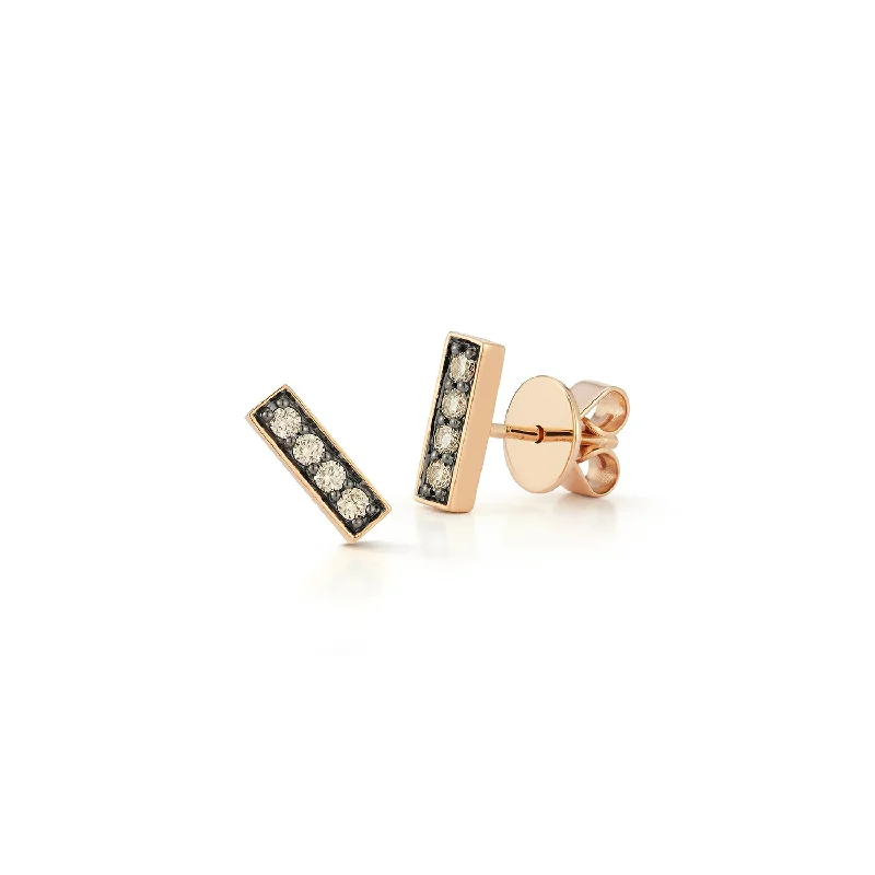 women's art deco-style earrings -WF CLASSIC 18K AND CHAMPAGNE DIAMOND MINI BAR STUDS