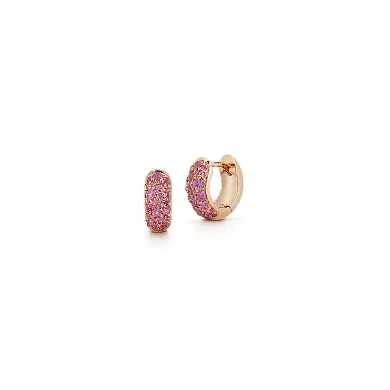 women's minimalist stud earrings -JULIAN 18K GOLD AND SAPPHIRE HUGGIES