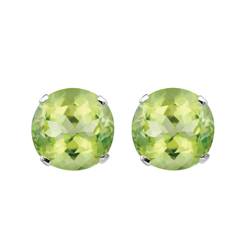 stylish two-tone earrings for women -White Gold with Natural Peridot Stud Earring