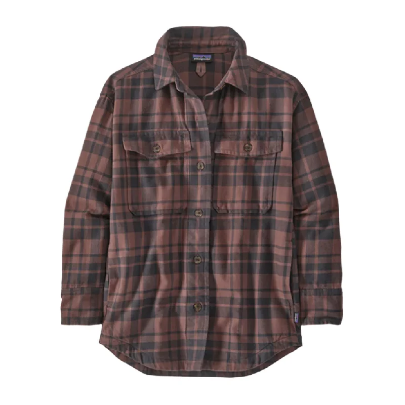 stylish metallic foil top for women -Patagonia Women's Heavyweight Fjord Flannel OverShirt - Past Season