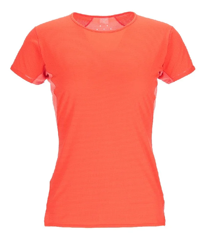 trendy sheer long sleeve top for women -SONIC ULTRA TEE WOMEN'S - RED GRAPEFRUIT/REEF