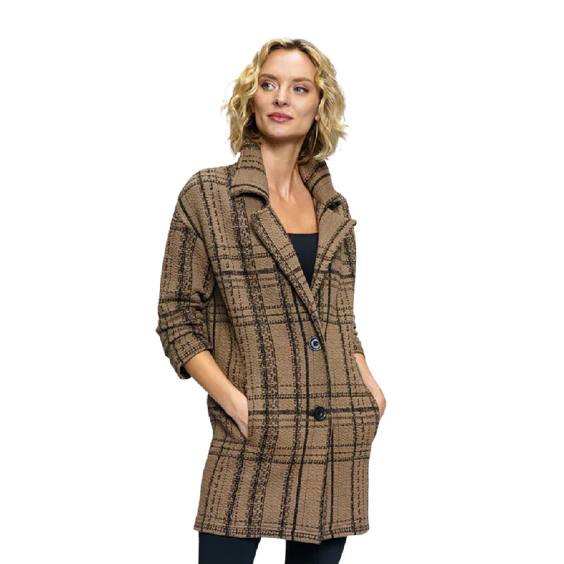 women's linen blend tank top -Tonia DeBellis Women's Marissa Coat - TDB Windowpane