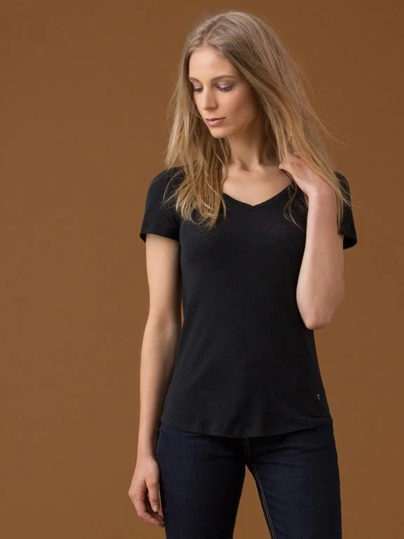 women's lace yoke peplum top -Women's Alpaca & Pima | Everyday Short Sleeve Crewe Thermal Top