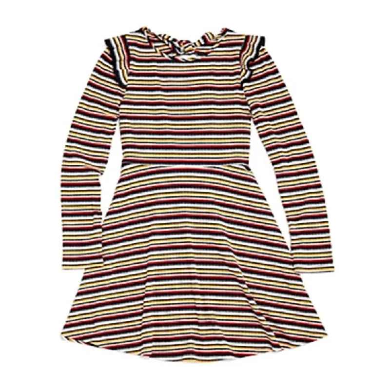 Aqua Girl's Ribbed & Striped Skater Dress Multi Size XL