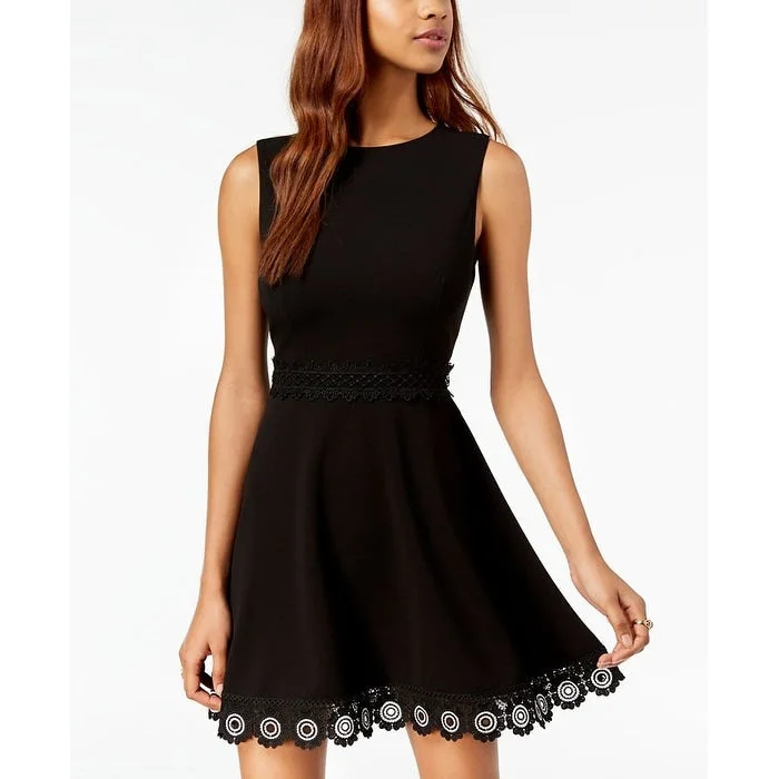 B Darlin Junior's Crochet A Line Dress Black Size 5-6