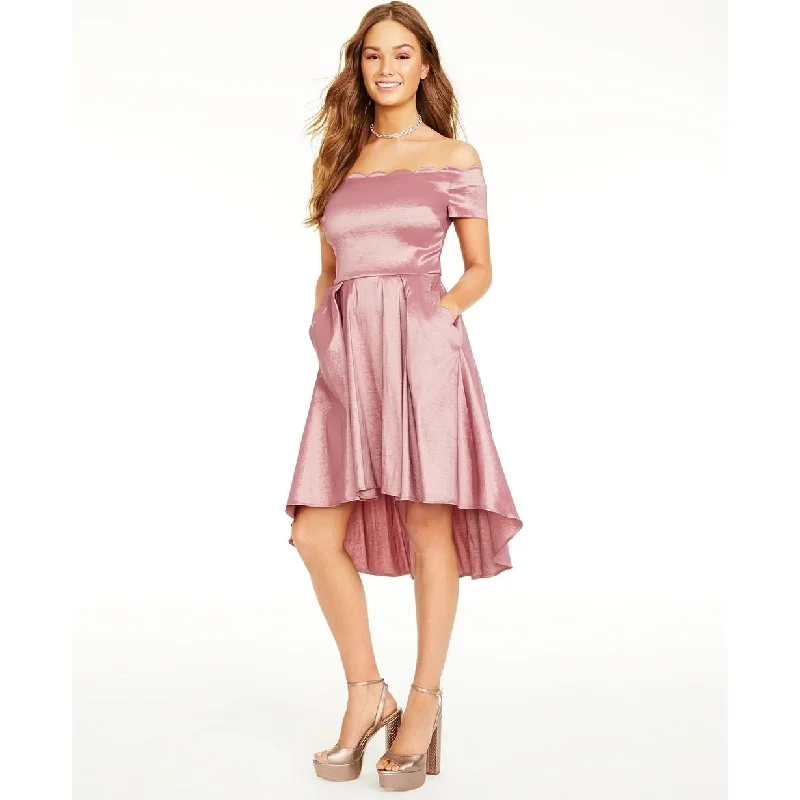 B Darlin Junior's Scalloped Off The Shoulder Dress Pink