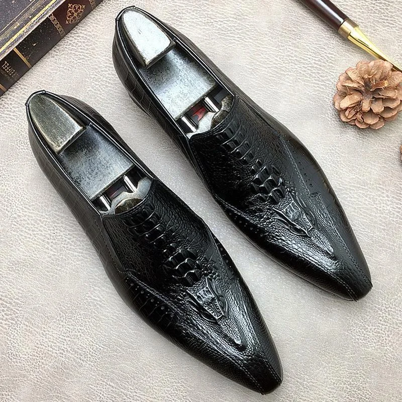 Men  Dress Shoes -  Basilio Serpentine Pointed Toe Shoes