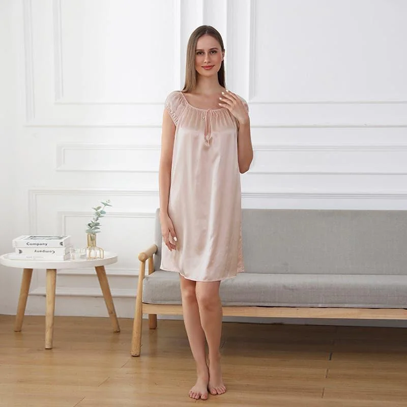 Relaxed Silk Pajamas Nightgown Nightdress