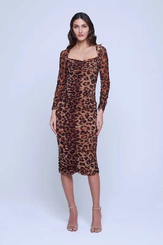 L'Agence Marise Sweetheart Leopard Dress